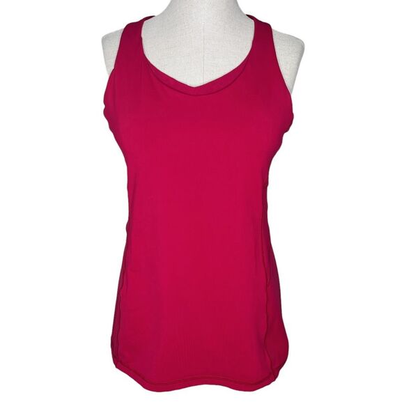Lululemon Stash N Run Tank sz 10 * Ruby Red High Neck Running Tank Top Gym Run - Picture 1 of 7